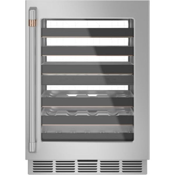 Cafe CCP06DP2PS1 24 Inch Wide 46 Bottle Capacity Built-In-Free Standing Wine Cooler