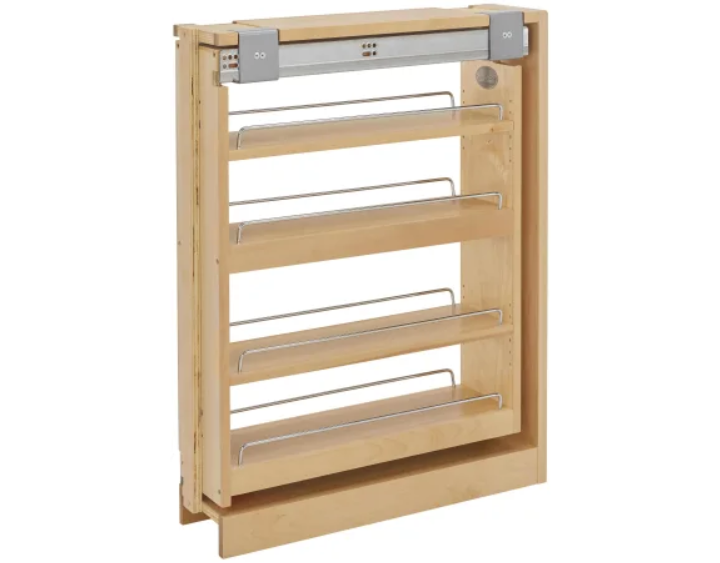 Rev-A-Shelf 432-BFSC-6C Wood Classics 6"W Wood Base Filler Pull Out Between Cabinet Organizer for New - Remodel Kitchen Applications with Soft Close