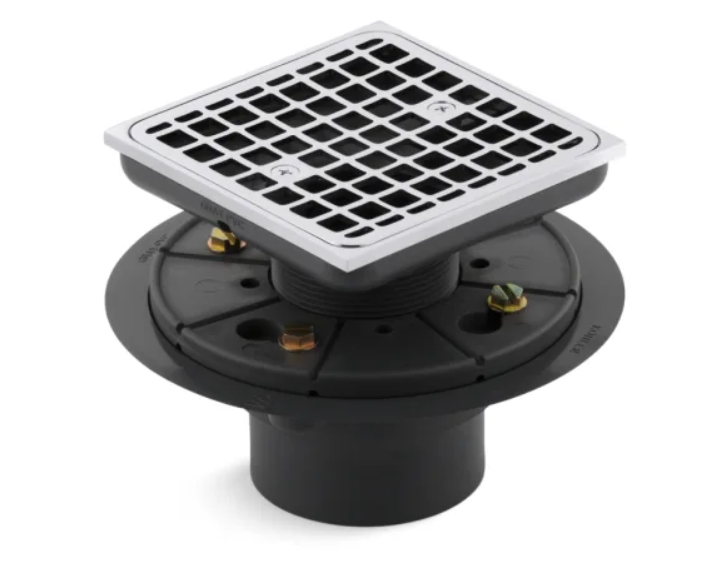 Kohler K-9136-CP Clearflo Square Design Tile-In Shower Drain