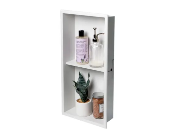 ALFI brand ABNC1224-W 12" x 24" Stainless Steel Shower Niche with Double
