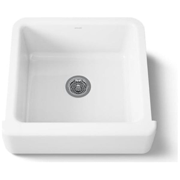 Kohler K-5665-0 Whitehaven 23-1-2" Self-Trimming Farmhouse Single Basin Enameled Cast Iron Kitchen Sink