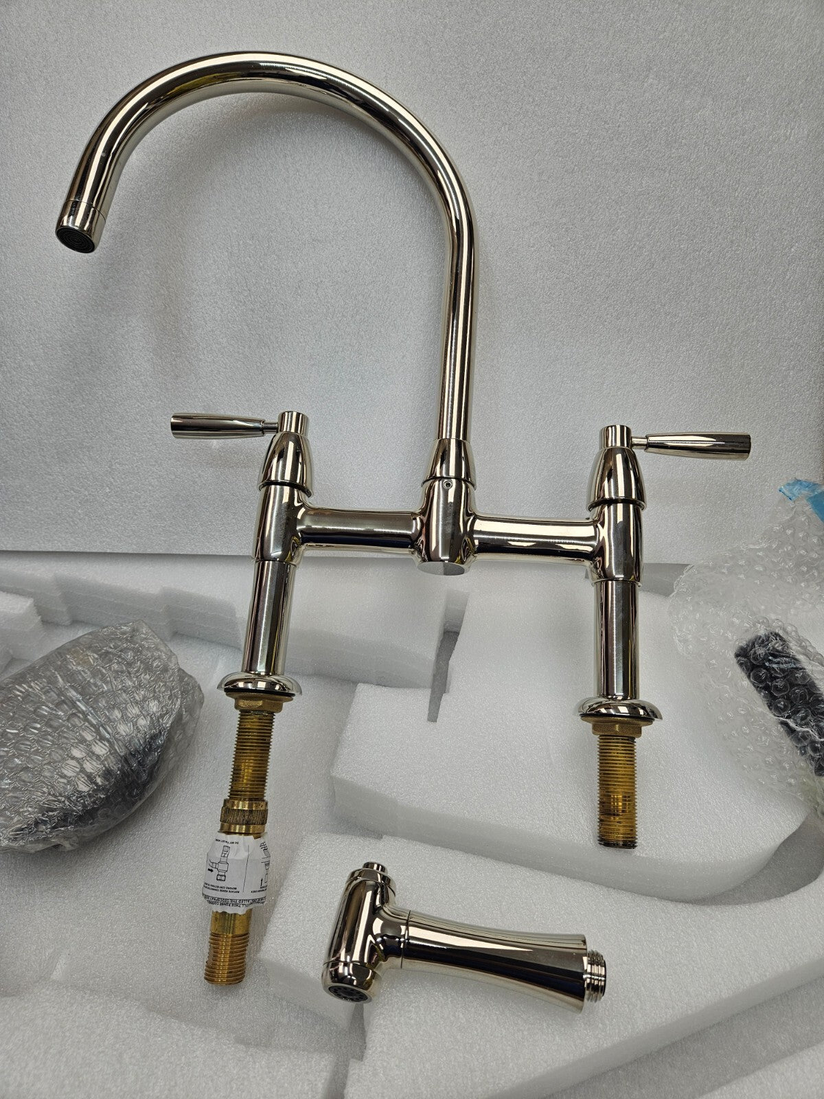 Perrin and Rowe U.4273LS-PN-2 Holborn 1.5 GPM Widespread Bridge Kitchen Faucet
