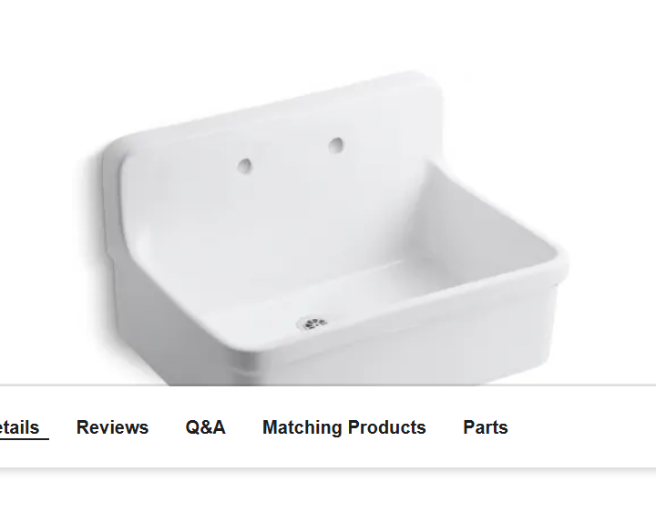 Kohler K-12787-0 30" x 22" Wall-Mounted Utility Sink with 8" Widespread Faucet Holes from the Gilford Collection