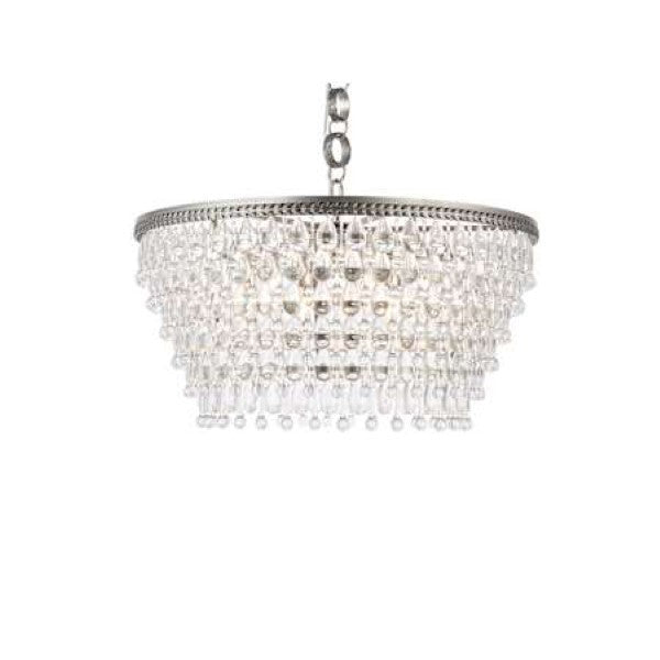 Elegant Lighting 1219D28AS-RC Nordic 6 Light 28" Wide Crystal Chandelier with Clear Royal Cut Crystals