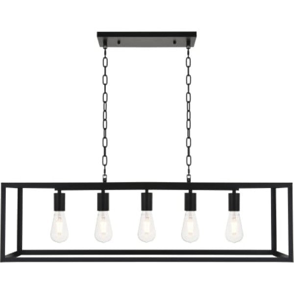 Elegant Lighting LD4063D38BK Resolute 5 Light 38" Wide Linear Chandelier with Rectangular Frame