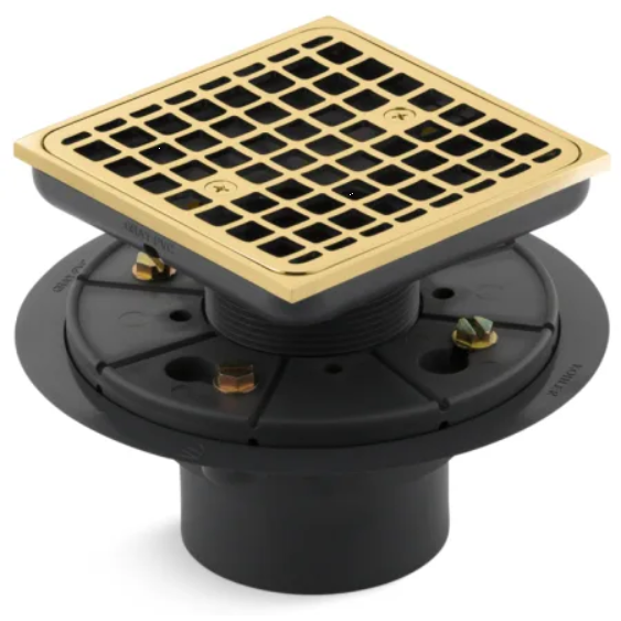 Kohler K-9136-PB Clearflo Square Design Tile-In Shower Drain