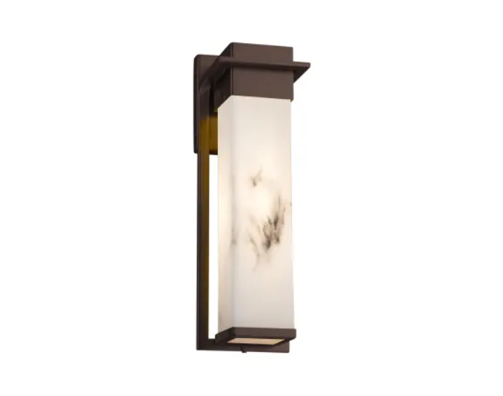 Justice Design Group FAL-7544W-DBRZ LumenAria Single Light 16-1-2" High Integrated 3000K LED Outdoor Wall Sconce with Tan Faux Alabaster Resin Shade