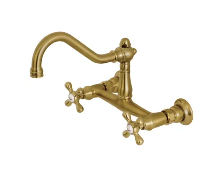 Kingston Brass KS3247AX Vintage 1.2 GPM Wall Mounted Bridge, Widespread Bathroom Faucet