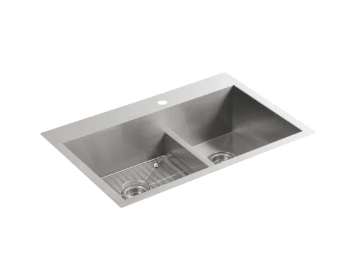 Kohler K-3839-1-NA #C111 Vault 33" Double Basin Top-Mount-Under-Mount 18-Gau