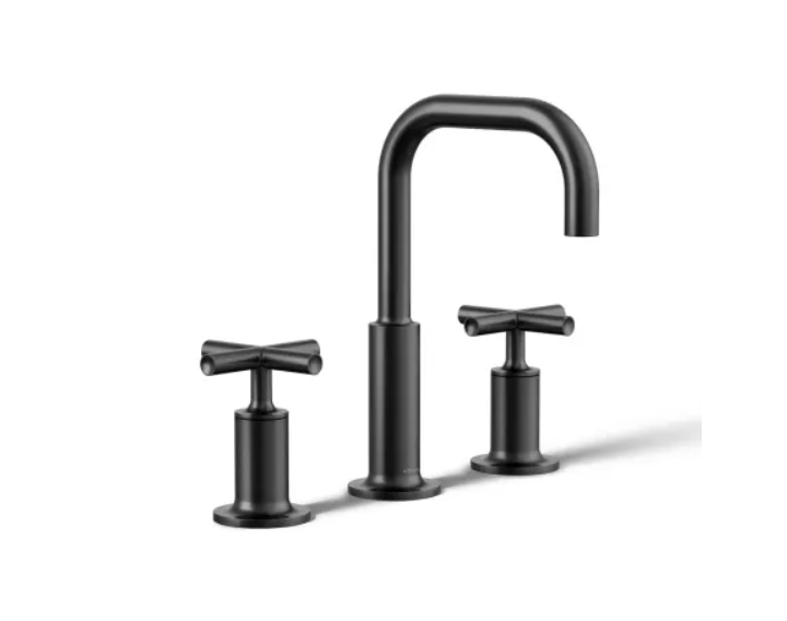 Kohler K-14406-3-BL Purist 1.2 GPM Widespread Bathroom Faucet with Pop-Up Drain Assembly