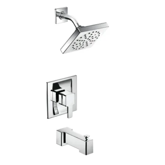 Moen TS2713 Posi-Temp Pressure Balanced Tub and Shower Trim with 2.5 GPM Shower Head and Tub Spout from the 90 Degree Collection - Less Valve