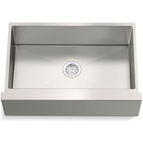 Kohler K-33157-NA Strive 32-1-2" Farmhouse Single Basin Stainless Steel Kitchen Sink with Basin Rack