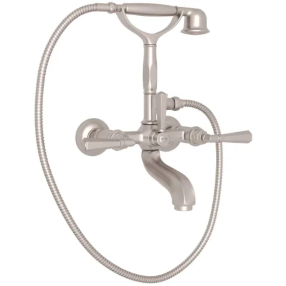 Rohl A1901LMSTN Palladian Wall Mounted Tub Filler with Built-In Diverter - Includes Hand Shower