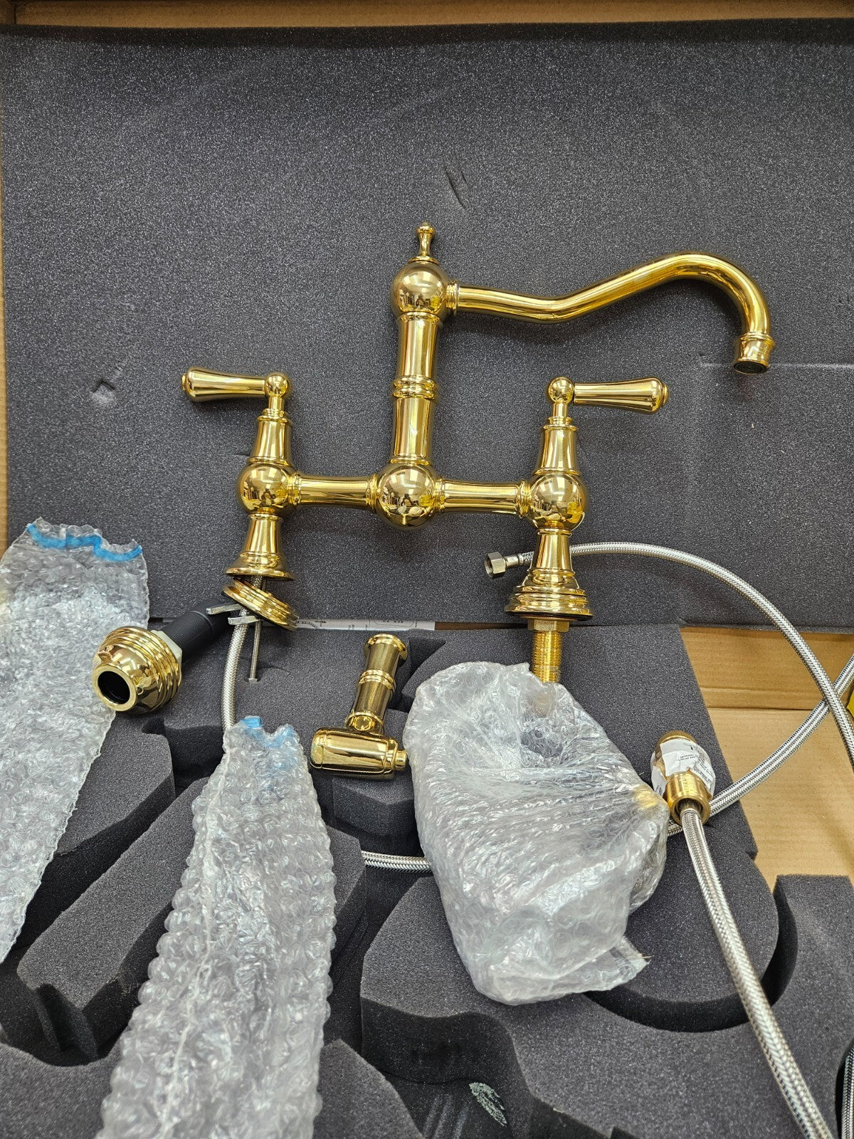 Perrin & Rowe U.4764L-U Bridge Kitchen Faucet With Side Spray UNLACQUERED BRASS