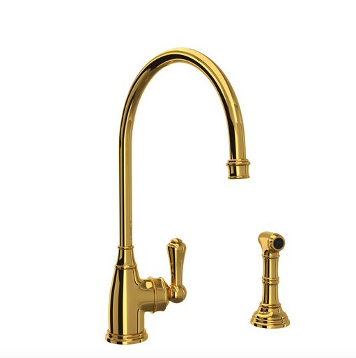 Perrin and Rowe U.4702ULB-2 Single Hole Kitchen Faucet UNLACQUERED BRASS SEE PIC