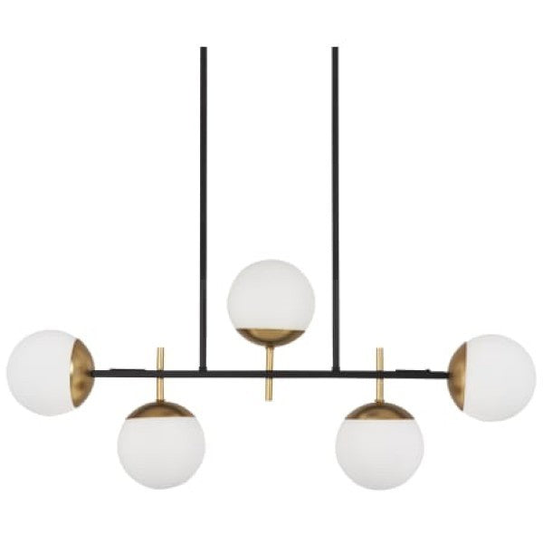 Kovacs P1355-618 Alluria 5 Light 36" Wide Linear Chandelier with Etched Opal Glass Shades