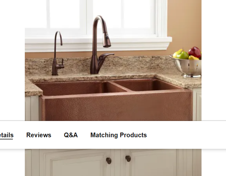 Signature Hardware 397528 Tegan 36" Farmhouse 70-30 Double Basin Copper Kitchen Sink