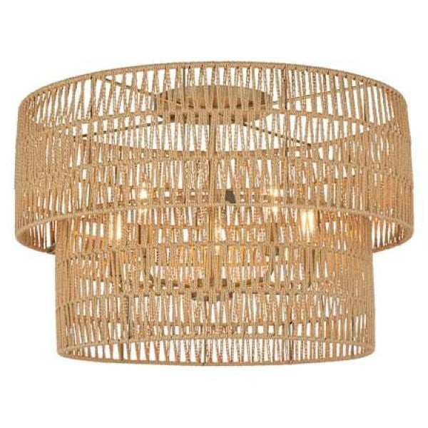 Minka Lighting 5042-695 Bungalow Heaven 5 Light 26" Wide Flush Mount with Papyrus Rope Shades