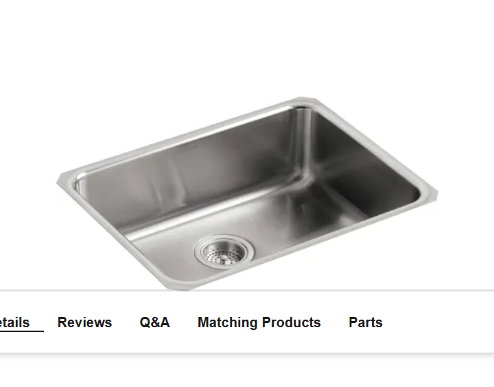 Kohler K-3332-NA #C99 Undertone 23" Single Basin Under-Mount 18-Gauge Stainl