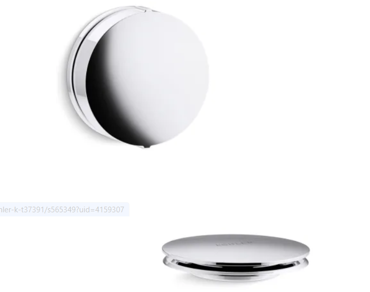 Kohler K-T37392-CP PureFlo Contemporary Rotary Turn Cable Bath Drain Trim