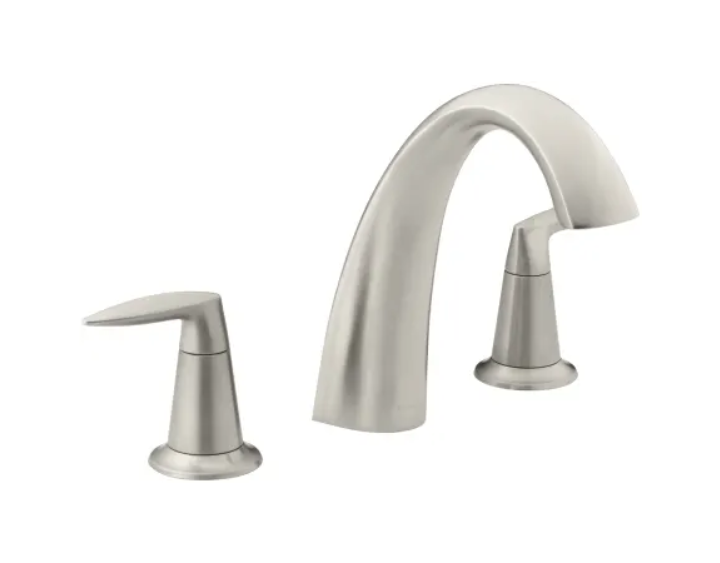 Kohler K-T45115-4-BN Alteo Double Handle Deck Mounted Roman Tub Filler Less Valve with High Arch Non-Diverter Tub Spout