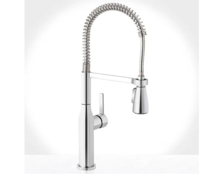 Miseno MNO500LCP Galleria Pre-Rinse Single Handle Kitchen Faucet with Multi-Flow Spray Head - Includes Optional Deck Plate