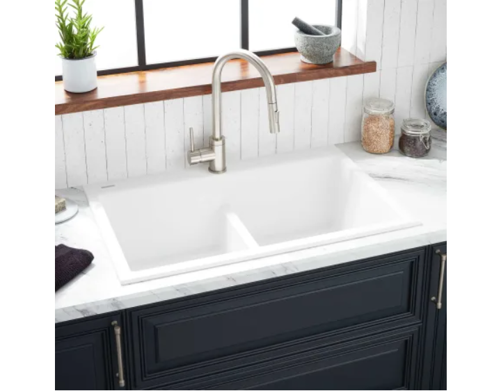 Signature Hardware 441668 Algren 33" Drop In 50-50 Double Basin Granite Composite Kitchen Sink