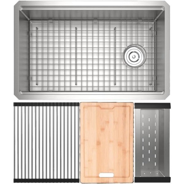 Rohl RUWUM3019WSSB Culinario 30 Undermount Single Basin Stainless Steel Kitc