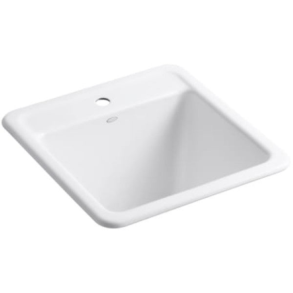 Kohler K-19022-1-0 Park Falls 21" Single Basin Undermount or Drop In Cast Iron Utility Sink with Single Faucet Hole