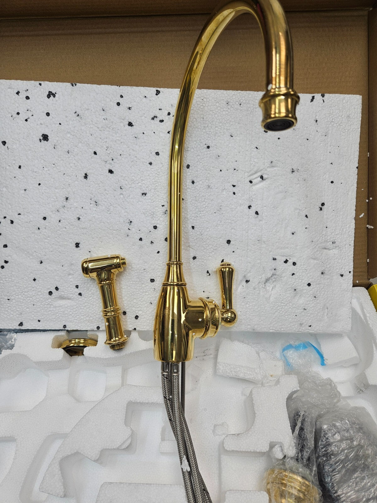 Perrin and Rowe U.4702ULB-2 Single Hole Kitchen Faucet UNLACQUERED BRASS SEE PIC