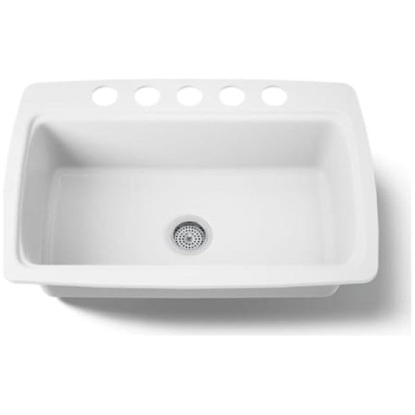 Kohler K-5864-5U-0 Cape Dory 33" Single Basin Under-Mount Enameled Cast-Iron Kitchen Sink