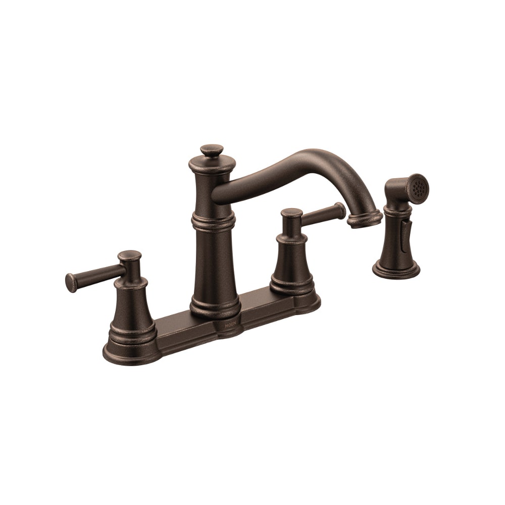Moen 7255ORB Belfield 1.5 GPM High-Arc Double Handle Kitchen Faucet with Side Spray
