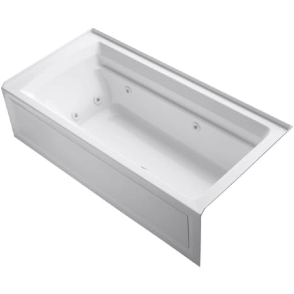 Kohler K-1124-RAW-0 Archer 72" Three Wall Alcove Jetted Whirlpool Bath Tub - Right Drain