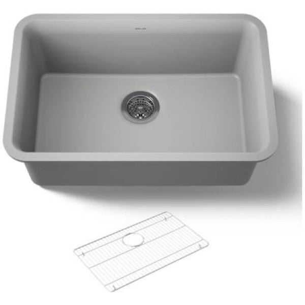 Kohler K-28000-CM4 Cairn 27-1-2" Undermount Single Bowl Neoroc Composite Kitchen Sink with Bottom Sink Rack