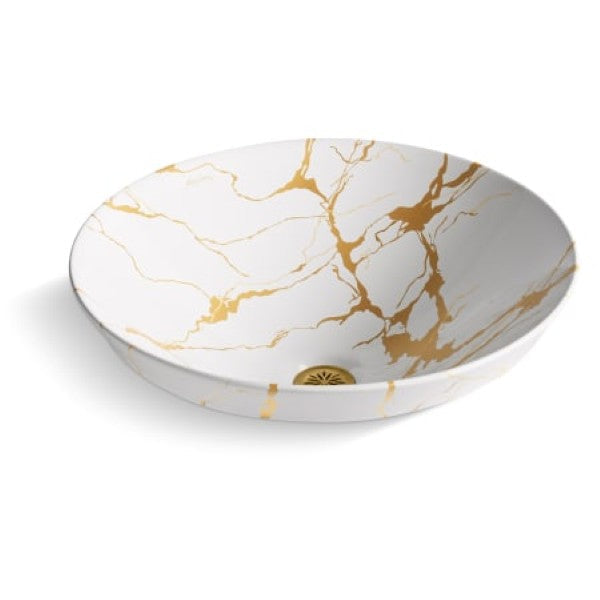 Kohler K-28039-AUR-0 Aureus 16-3-4" Circular Fireclay Semi-Recessed Bathroom Sink