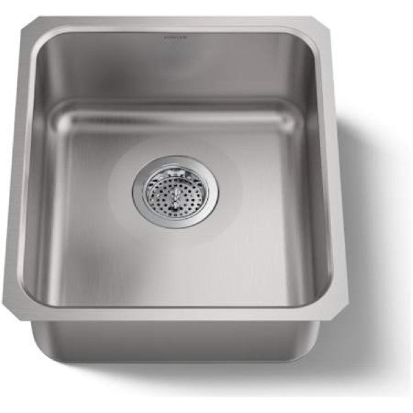 Kohler K-3331-NA Undertone 16" Single Basin Under-Mount 18-Gauge Stainless Steel Kitchen Sink with SilentShield