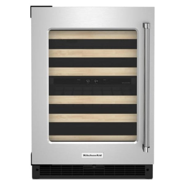 KitchenAid KUWL214KSB 24 Inch Wide 46 Bottle Capacity Free Standing Wine Cooler with Motion-Activated LED Lighting
