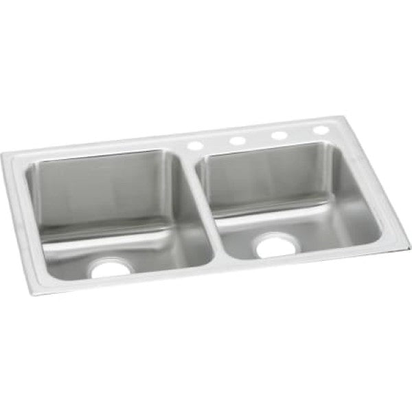 Elkay LGR33224 Gourmet Lustertone Stainless Steel 33" x 22" Double Basin Top Mount Kitchen Sink with 10" Depth