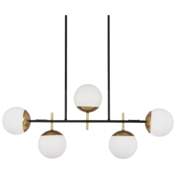 Kovacs P1355-618 Alluria 5 Light 36" Wide Linear Chandelier with Etched Opal Glass Shades
