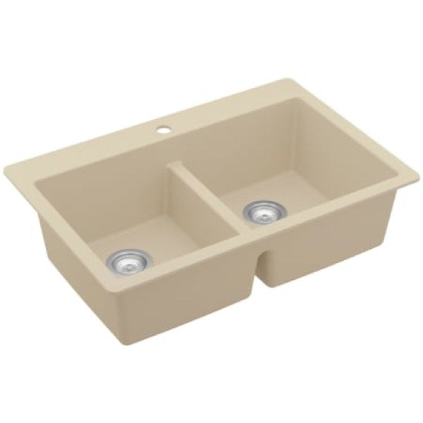Karran USA QT-810-BI 33" Top Mount Double Equal Bowl Quartz-Granite Kitchen Sink