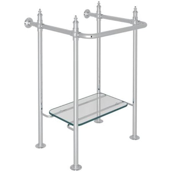 Perrin and Rowe RW2231APC 23" Brass Console Base for Bathroom Sink - Includes Glass Shelf
