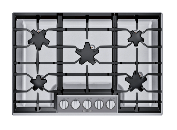 Thermador SGSXP305TS Masterpiece® 30 Inch Wide 5 Burner Gas Cooktop with Pedestal Star® Burners and ExtraLow® Select Burner