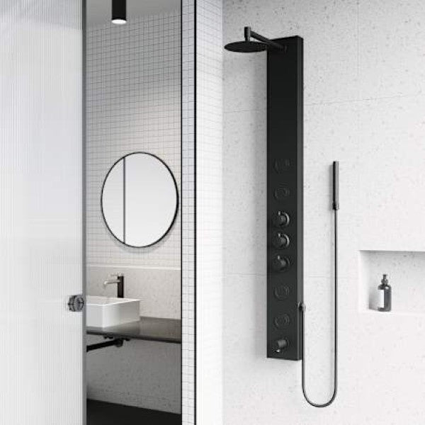 Vigo VG08022MB Bowery 59 H 4-Jet Thermostatic Shower Panel with Shower Head