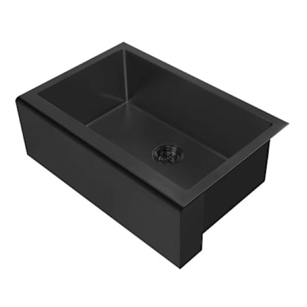 Whitehaus WHNPL3020-MBLK Noah Plus 30 Single Basin Kitchen Sink Set for Unde