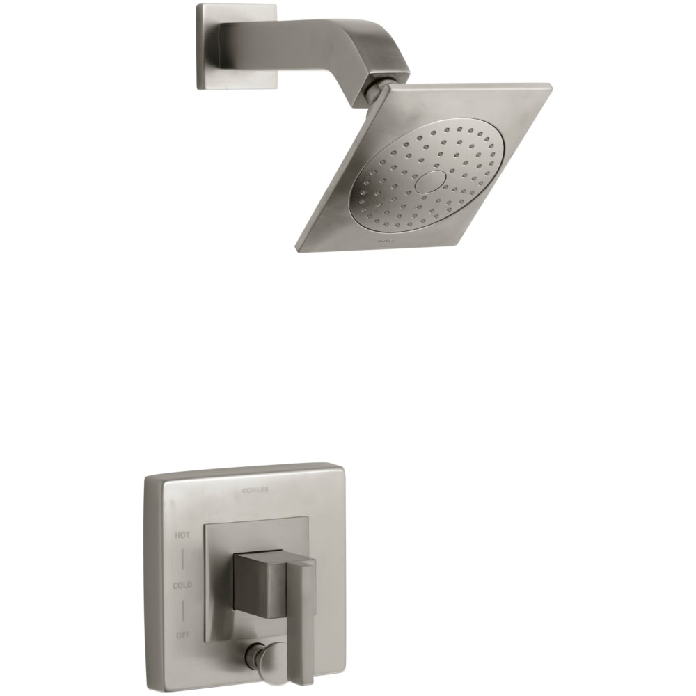 Kohler K-T14665-4-BN Single Handle Rite-Temp Pressure Balanced Shower Valve Trim with Single Function Shower Head, Diverter and Metal Lever Handle from the Loure Collection