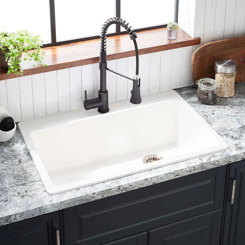Signature Hardware SHGR1B3322WH Totten 33" Drop In - Undermount Single Basin Granite Composite Kitchen Sink