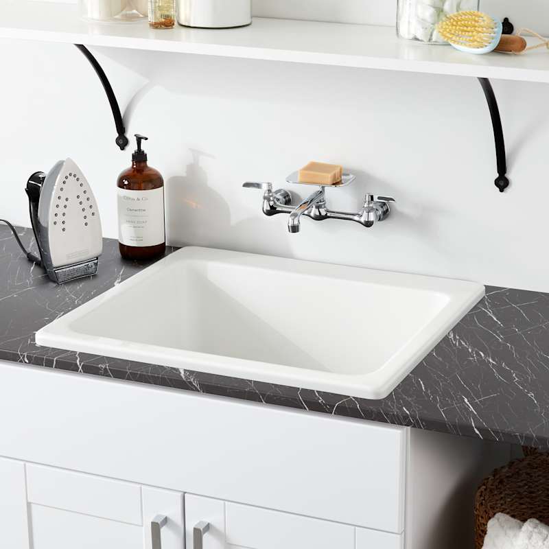 Signature Hardware SHLS2522WH Medford 25" Drop In or Undermount Single Basin Acrylic Laundry Sink
